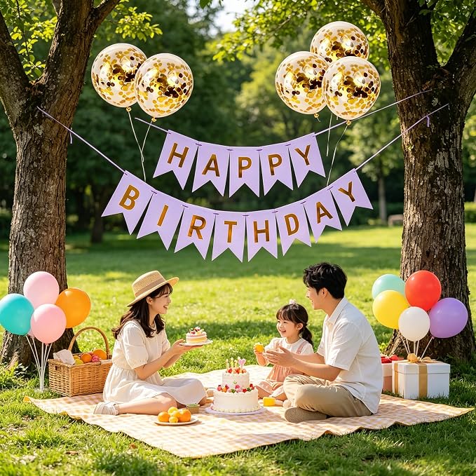Happy Birthday Banner Sign Bunting Hanging Decorations - Image 5