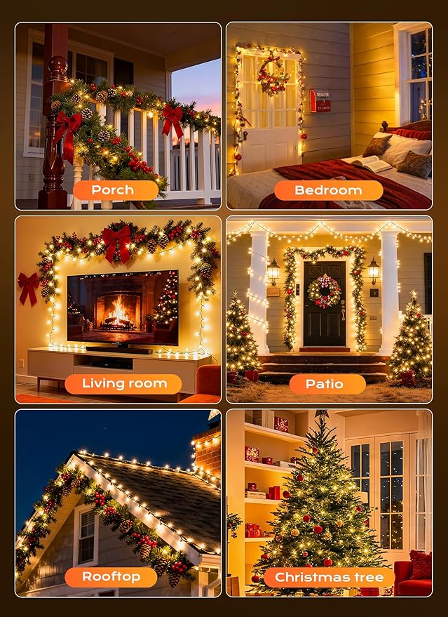 Minetom LED Clear Christmas String Lights, 50 Count 16 Feet LED Christmas Lights Bulb, Christmas Decorations Indoor, Christma Tree Lights for Indoor Outdoor Xmas Wedding Party Festival