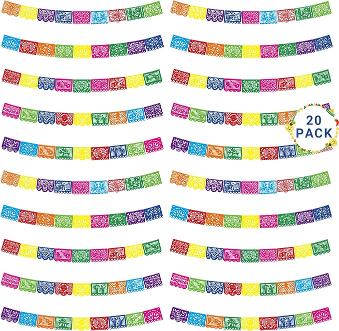 20 Pack Cinco De Mayo Banner, 360 FT Fiesta Banner Mexican Party Decorations by Heartome