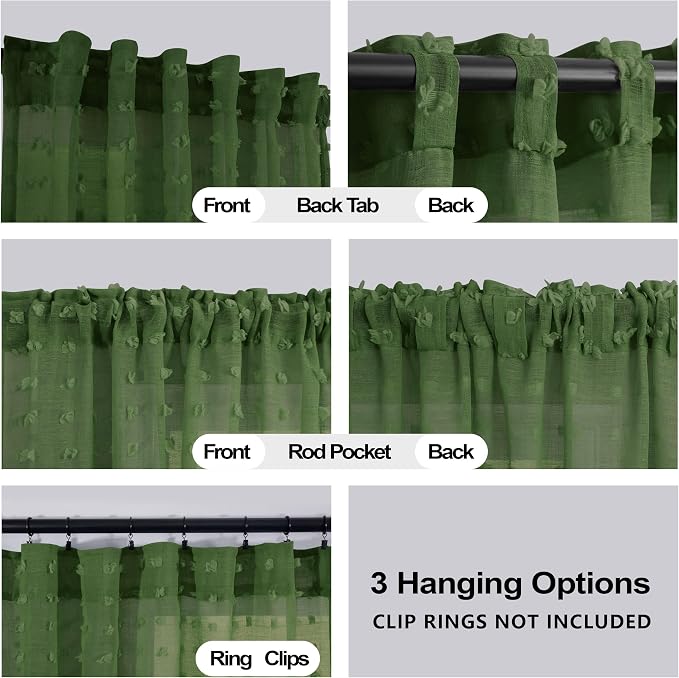 KOUFALL Dark Olive Green Boho Curtains - Image 3