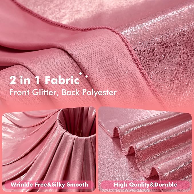 20x10ft Shimmer Rose Gold Sequin Backdrop Curtain - Image 2