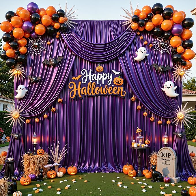 40x10ft Purple Glitter Backdrop Curtain - Image 5