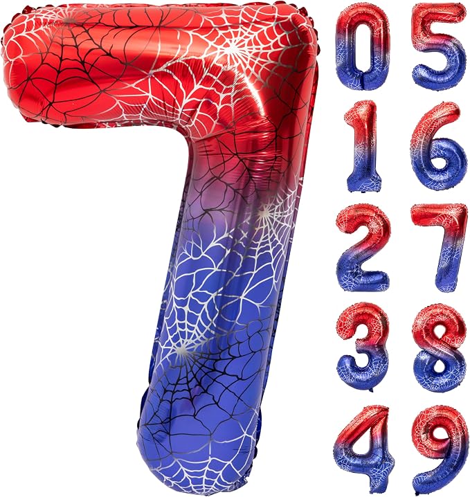 40 In Red And Blue Birthday Theme Large Number 7 Balloon | Giant Large Helium by Exquisitehighqualitypartydecorationstomeetyoureveryneed%EF%BC%81