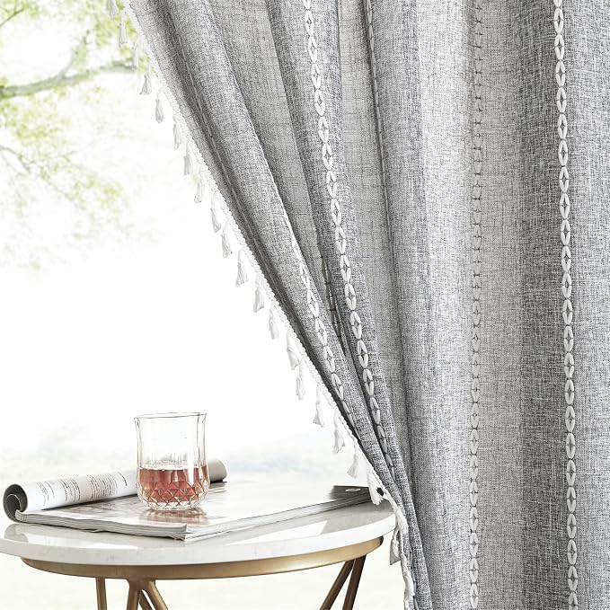 RoomTalks Dark Gray Boho Farmhouse Curtains - Image 8