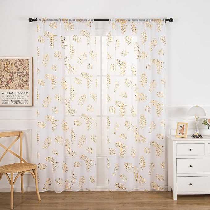Sutuo Home White Sheer Curtains 96 Inches Long 2 Panels Set, Privacy Window - Image 2