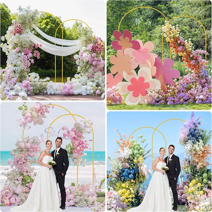 Wedding Arch Backdrop Stand 7.2FT, 6.6FT Gold Metal Arch Stand Set | Metal Arch - Image 5