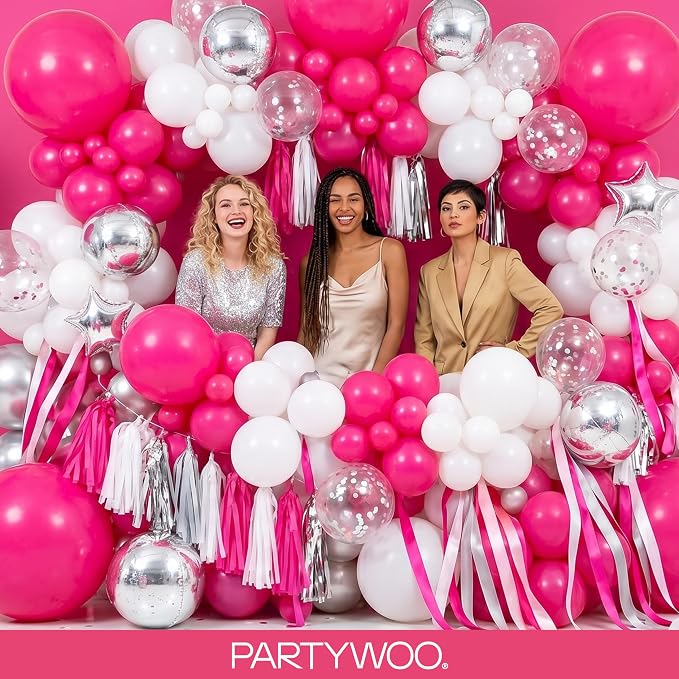PartyWoo Hot Pink Balloons 120 pcs Different Sizes of 18 12 10 5 Inch Magenta - Image 5