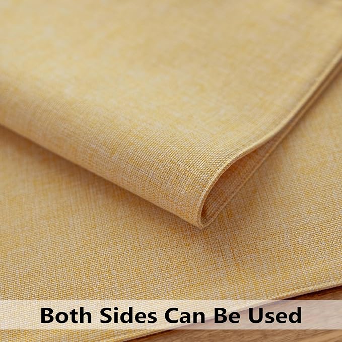 Demetex Placemats Set of 6 Yellow Linen Table Mats Heat Resistant Cloth Place - Image 5