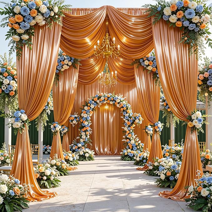 20x10ft Rust Orange Glitter Backdrop Curtain - Image 3