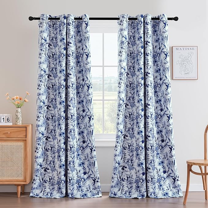 H.VERSAILTEX Blackout Curtains 96 Inch Length 2 Panels Set Floral Print Curtain by HVERSAILTEX