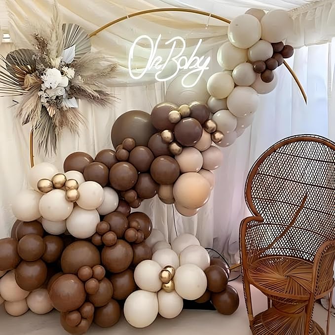 Awenztech 122pcs Dark Brown Balloons, 18 12 10 5 inch Boho Balloons Different - Image 6
