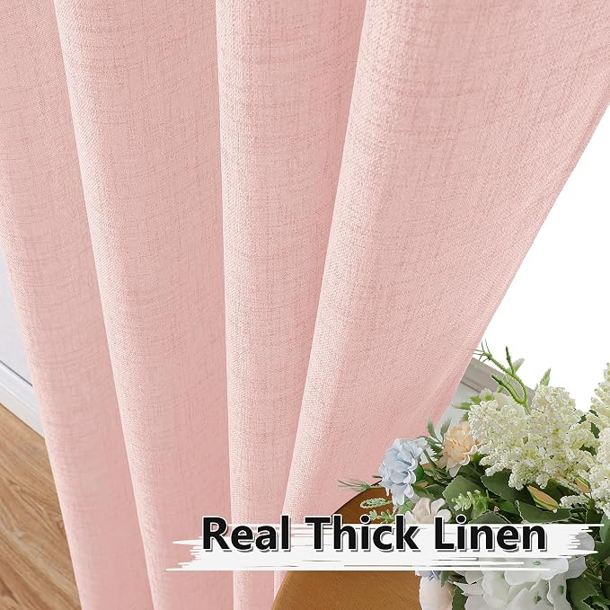 Tollpiz Short Linen Tier Curtains Rod Pocket Semi Sheer Half Kitchen Curtain - Image 3