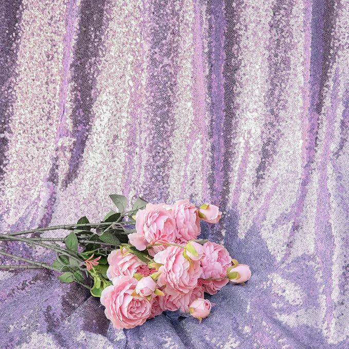 JYFLZQ Lavender Sequin Backdrop Curtains 10ft x 10ft 1 Panel Glitter Photo - Image 4