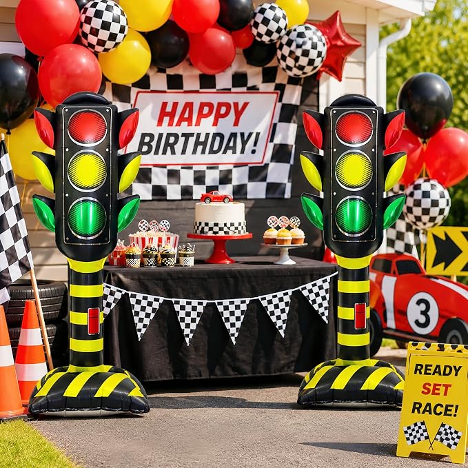 2Pcs Standing Traffic Light Balloons/Large Red Yellow Green Stoplight Balloons - Image 7