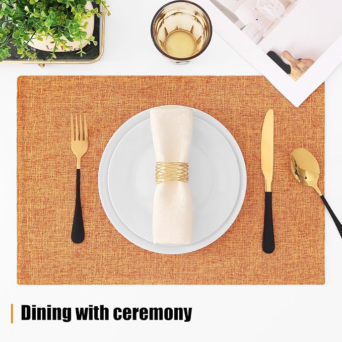Homaxy Cloths Placemats for Dining Table Set of 4, Cotton Linen Blend Table Mats - Image 3