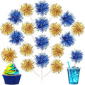40 PCS Foil Firework Cupcake Toppers Sparkle Tinsel Cupcake Picks Fireworks by ZHUOWEISM