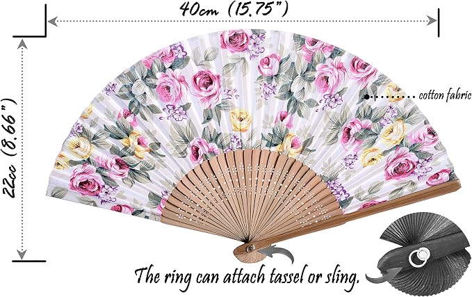 Hand Fan with Beautiful Fabric Printed - Image 2