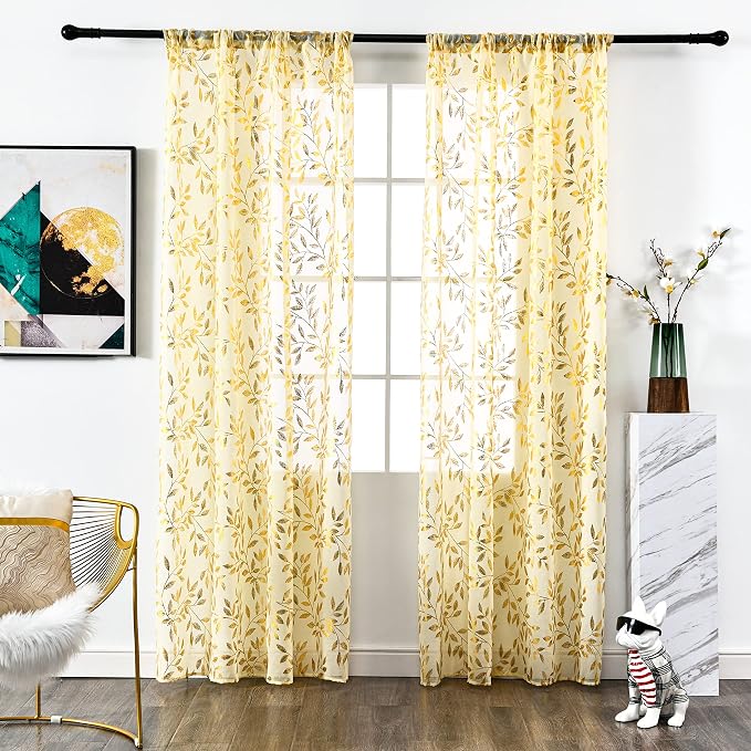 Sutuo Home Beige Sheer Curtains 84 Inch Length 2 Panels Set, Privacy Window - Image 2