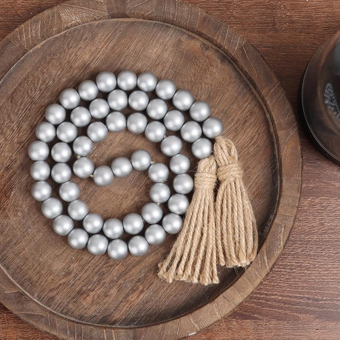 Meplait 39in Wood Bead Garland, Farmhouse Beads - Image 4