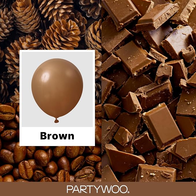 PartyWoo Brown Balloons 155pcs Boho Coffee Tan Fall Color 18 12 10 5 Inch | 18 - Image 2