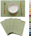 Demetex Green Placemat Set of 4 Washable Linen Textured Place Mats by DEMETEX