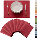Demetex Red Placemats Set of 8 Fade Resistant Linen Placemats Modern Decorative by DEMETEX