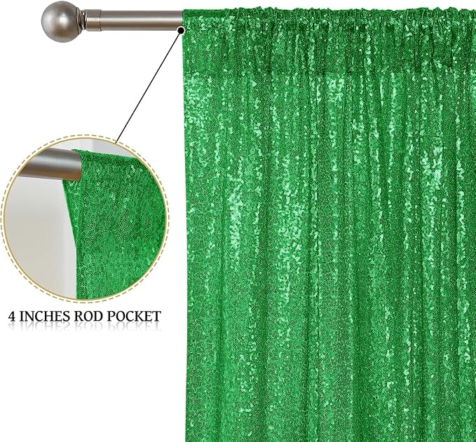 Sugargirl Grass Green Sequin Backdrop Curtain 4FTx8FT Glitter Grass Green - Image 5