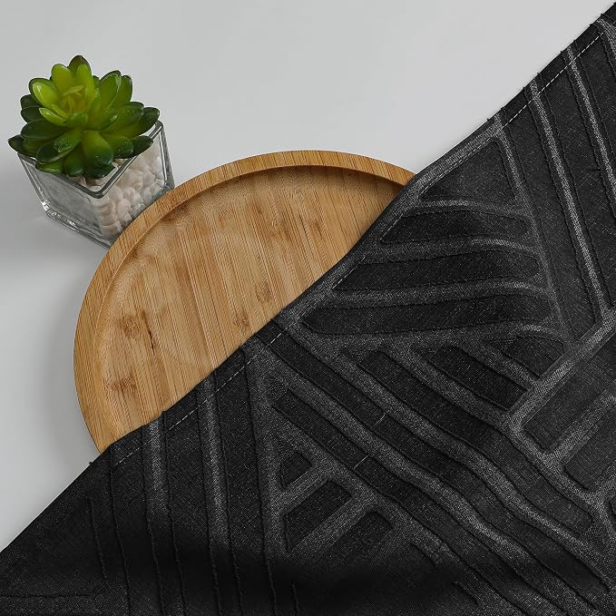 Simplebrand Semi Sheer Black Curtains 36 Inch Length 2 Panels, Geometric - Image 7