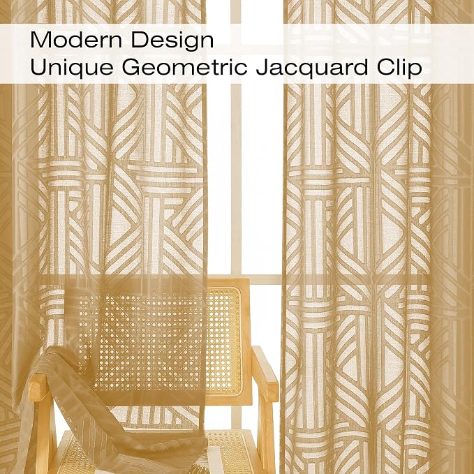 Simplebrand Semi Sheer Gold Curtains 84 Inches Long 2 Panels, Light Filtering - Image 4