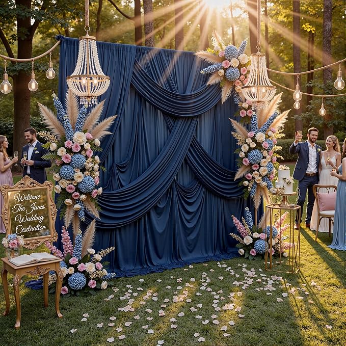 30ft x 10ft Wrinkle Free Navy Blue Backdrop Curtains - Image 7