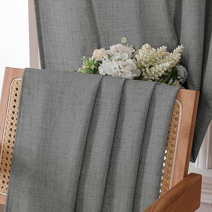 Tollpiz Linen Tier Curtains Rod Pocket Semi Sheer Short Kitchen Curtain Half - Image 6