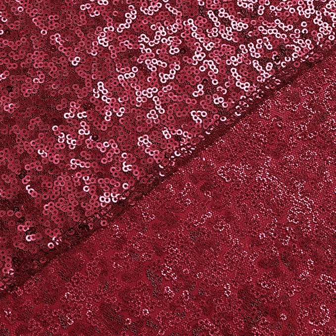 Sugargirl Burgundy Sequin Backdrop Curtain 2 Panels 2FTx8FT Glitter Burgundy - Image 8