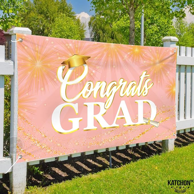 KatchOn Graduation Decorations 2026 Congrats Grad Banner Rose Gold | Graduation - Image 6