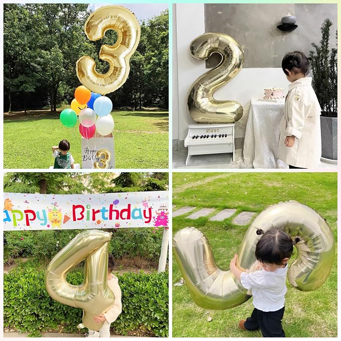 Light Gold 13 Number Balloons 40 Inch White Gold Giant 31 Foil Mylar Helium | - Image 2