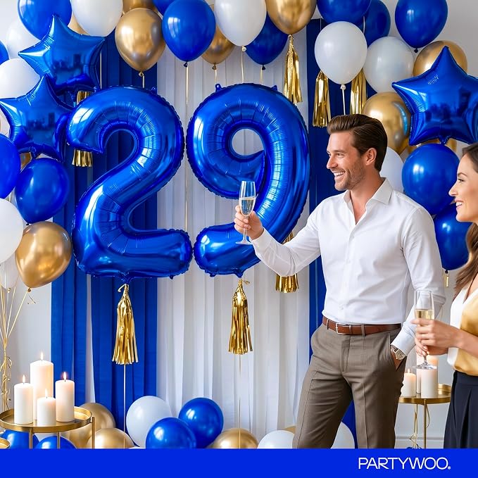 PartyWoo Number Balloons 40 Inch Blue Number 9 Kit - Image 4