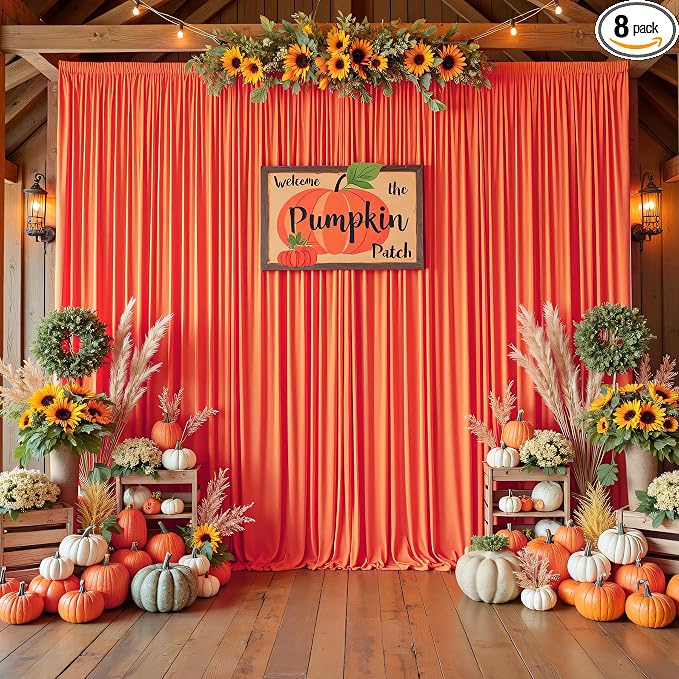 40ftx10ft Wrinkle Free Orange Backdrop Curtains by ENJOYYOURPARTY