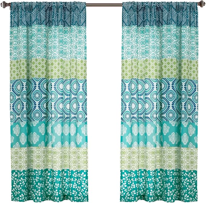 Lush Decor Bohemian Stripe Window Curtain Panels, Pair 52" W x 63" L Blue & - Image 7