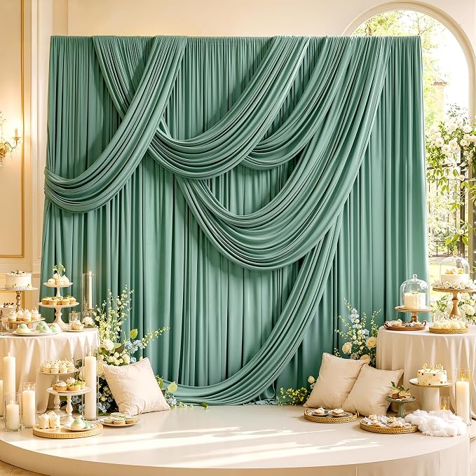 20ft x 15ft Grayish Green Backdrop Curtains - Image 8