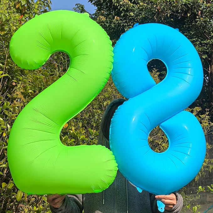 40 in Blue Number Balloon 8 Blue Fluorescent Birthday balloon Number 8 | Helium - Image 4