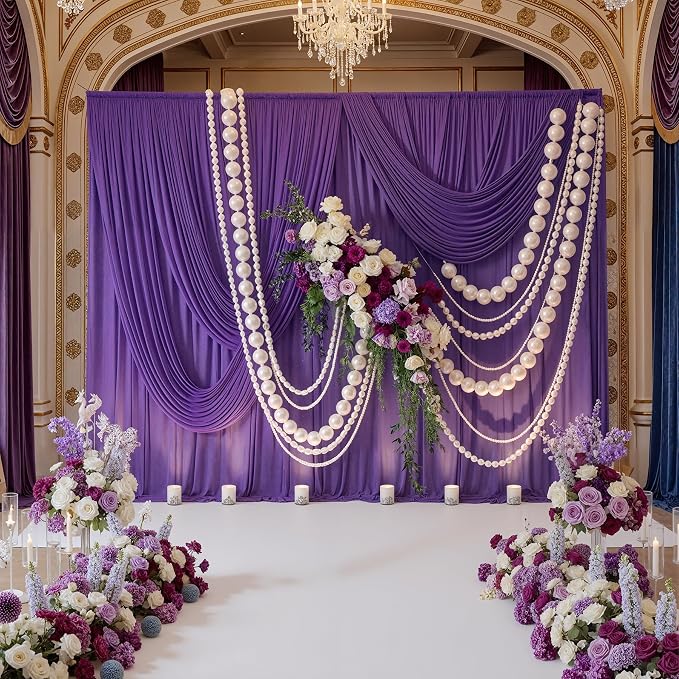 40ft x 10ft Wrinkle Free Purple Backdrop Curtains - Image 3