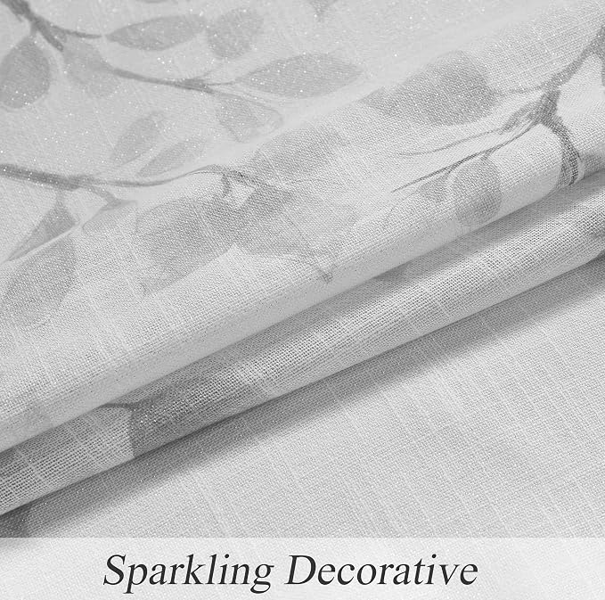 Central Park Leaf Floral Print Metallic Sheer Window Curtain Panel - Image 5