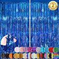 Blue Fringe Curtain Party Streamers 2Pack 3.3 x 8.3 Ft Foil Fringe Backdrop by UWPVOWSR