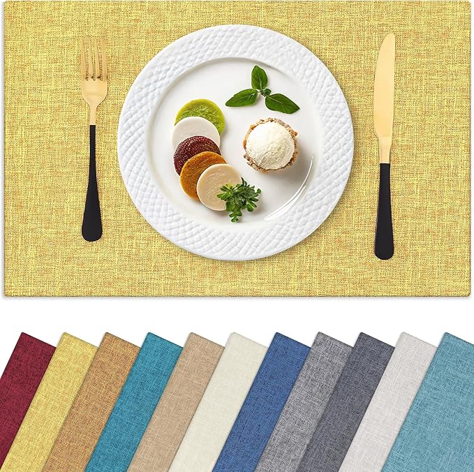 Homaxy Cloths Placemats for Dining Table Set of 6, Mustard Yellow | Heat by Homaxy