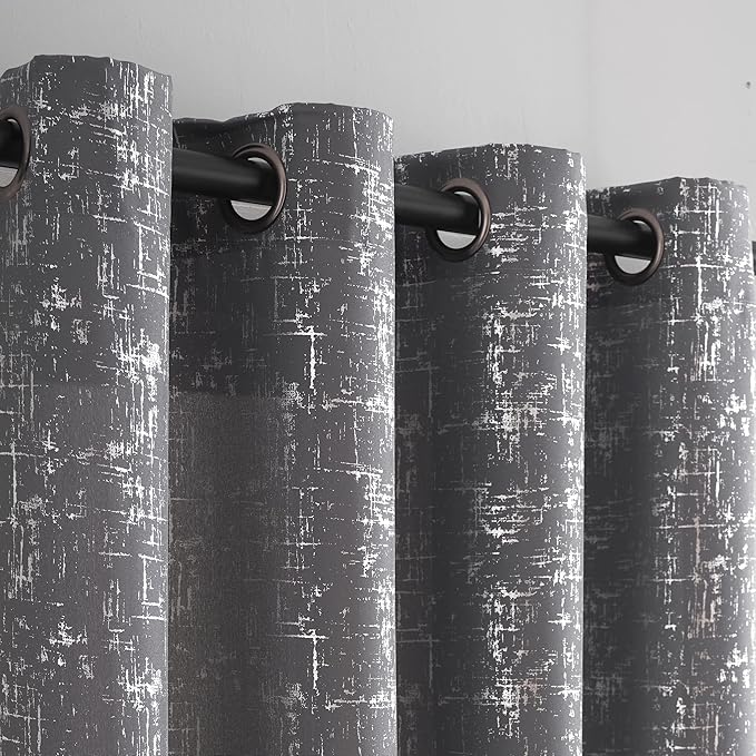 Taisier Home Silver Solid Dots Curtain Foil Print Grommet Room Darkening Linen - Image 4