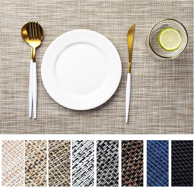 LEXMORE Placemats Set of 6 Vinyl/Plastic Woven Place Mats by lexmore
