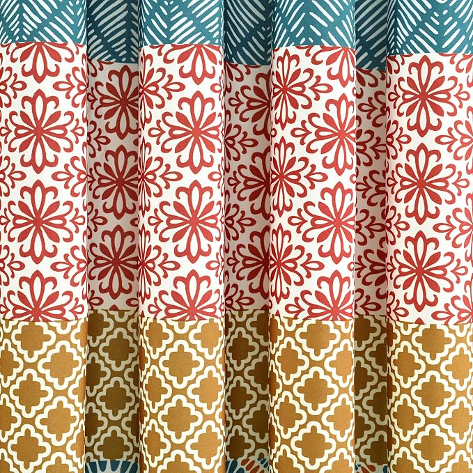 Lush Decor Bohemian Stripe Window Curtain Panels, Pair 52" W x 63" L Turquoise - Image 4