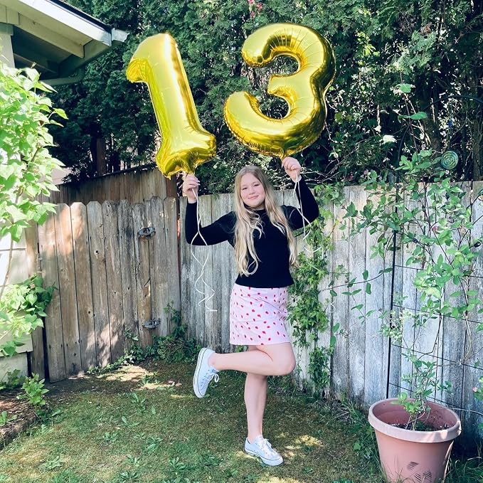 3 Balloon Numbers Birthday Decorations, 40In Gold Balloons - Image 4