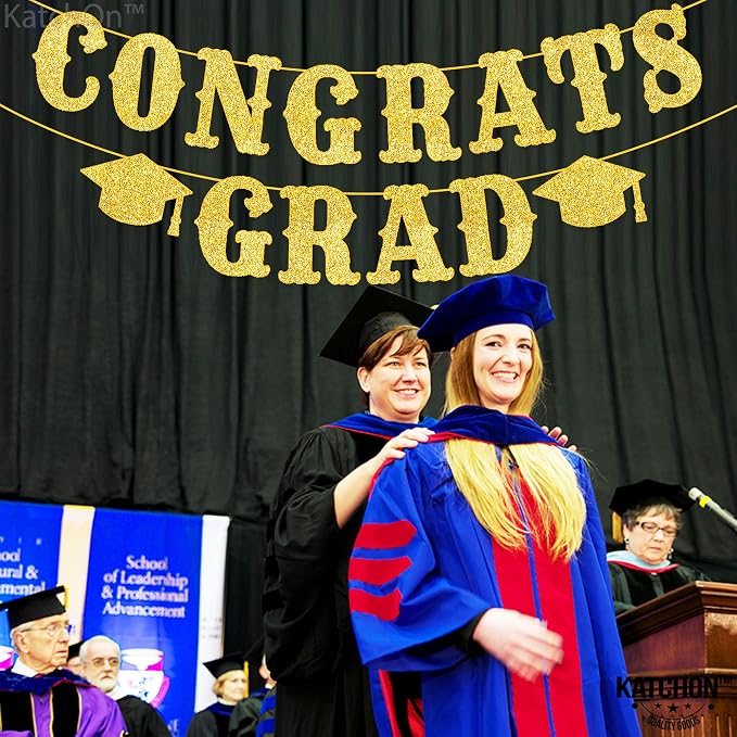KatchOn Glitter Gold Congrats Grad Banner 2026, Graduation Decoration 2026 | No - Image 3