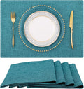 Faux Cotton Linen Placemats Set of 4, Cloth Washable Farmhouse Dining Table Mats by homing
