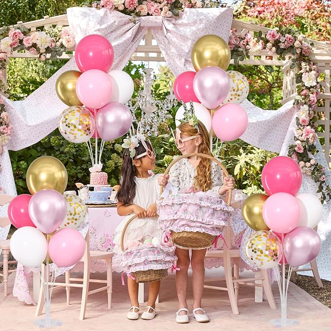 Pink White and Gold Balloons Table Centerpieces Stand Kit 4 Sets - Image 9